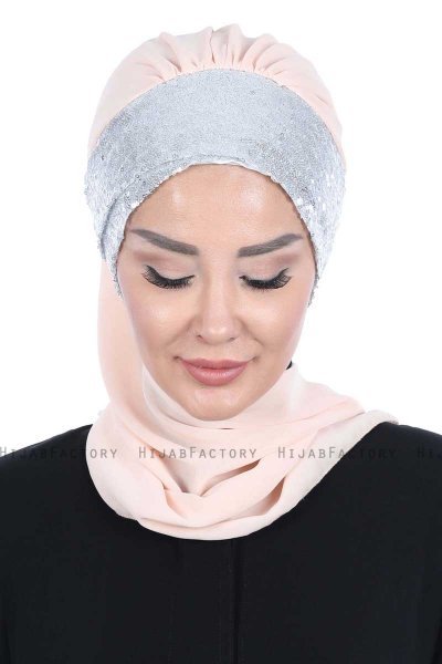 Olga - Beige & Silver Praktisk Hijab