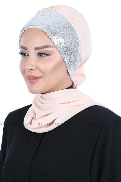Olga - Beige & Silver Praktisk Hijab