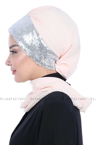 Olga - Beige & Silver Praktisk Hijab