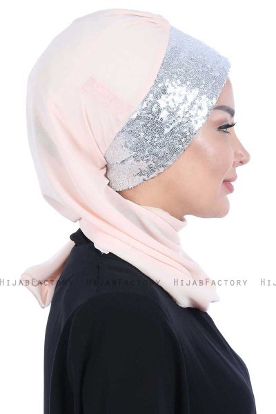 Olga - Beige & Silver Praktisk Hijab