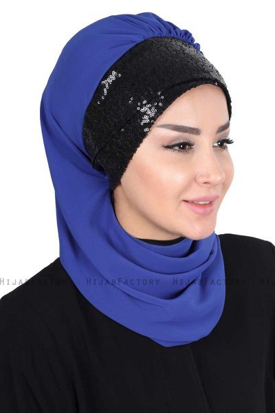 Olga - Blå & Svart Praktisk Hijab