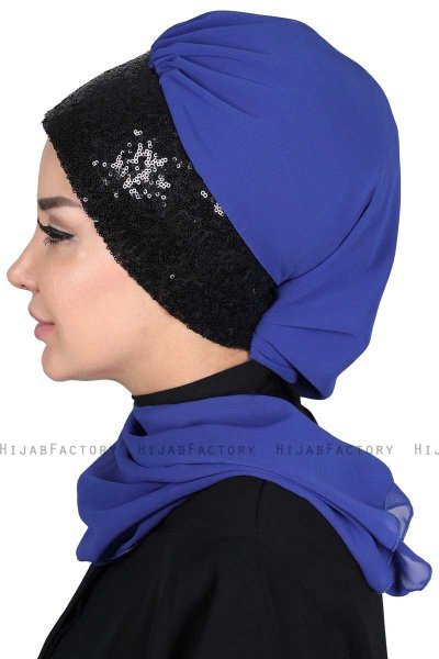 Olga - Blå & Svart Praktisk Hijab