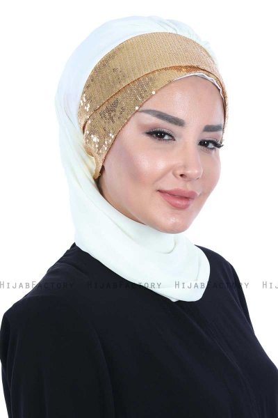 Olga - Creme & Gold Praktisk Hijab