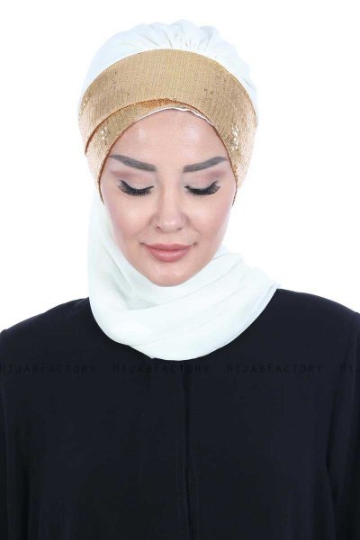 Olga - Creme & Gold Praktisk Hijab