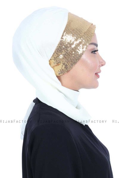 Olga - Creme & Gold Praktisk Hijab