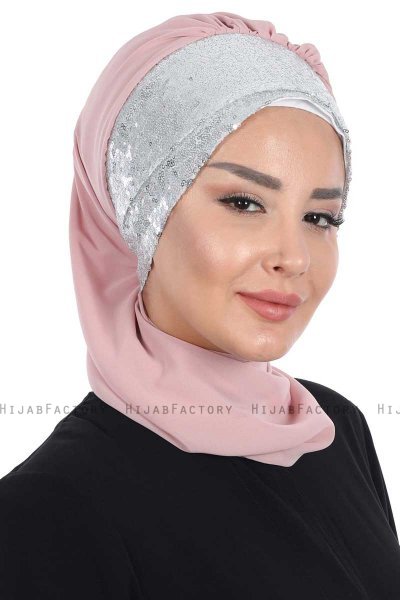 Olga - Gammelrosa & Silver Praktisk Hijab