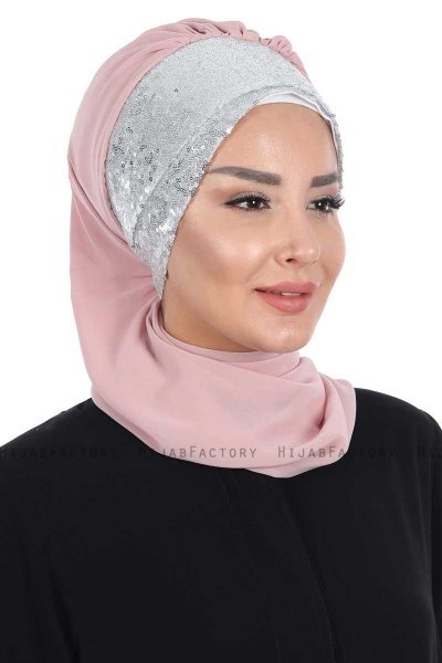 Olga - Gammelrosa & Silver Praktisk Hijab