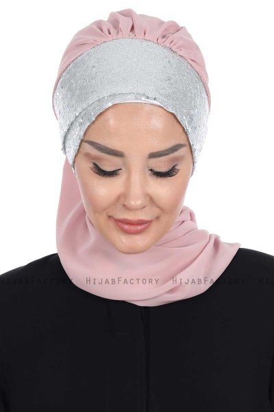 Olga - Gammelrosa & Silver Praktisk Hijab