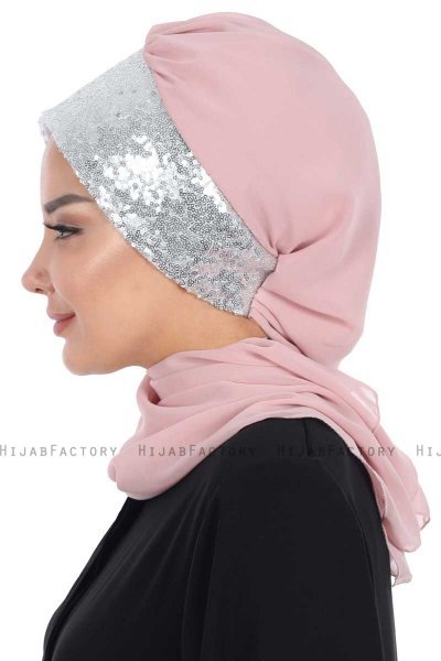 Olga - Gammelrosa & Silver Praktisk Hijab