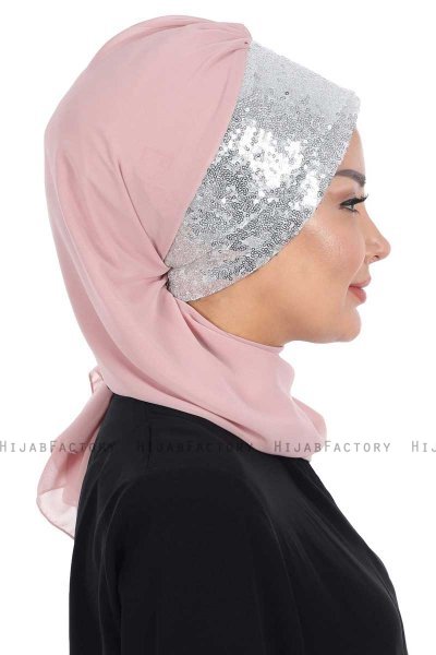 Olga - Gammelrosa & Silver Praktisk Hijab