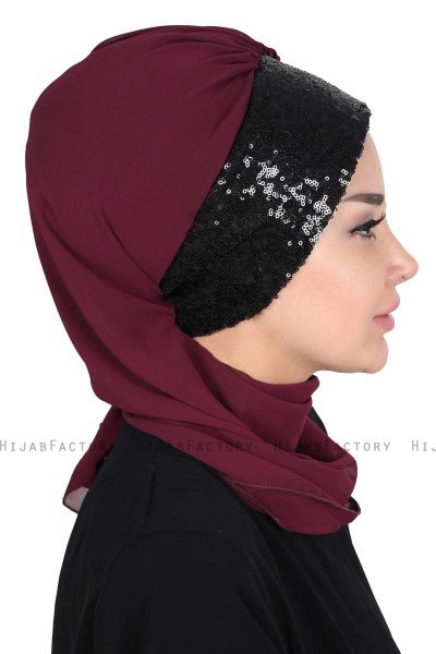Olga - Plommon & Svart Praktisk Hijab