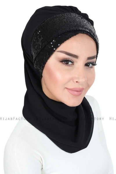 Olga - Svart & Svart Praktisk Hijab
