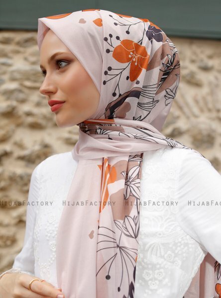 Pariza - Brun Blad Mönstrad Hijab