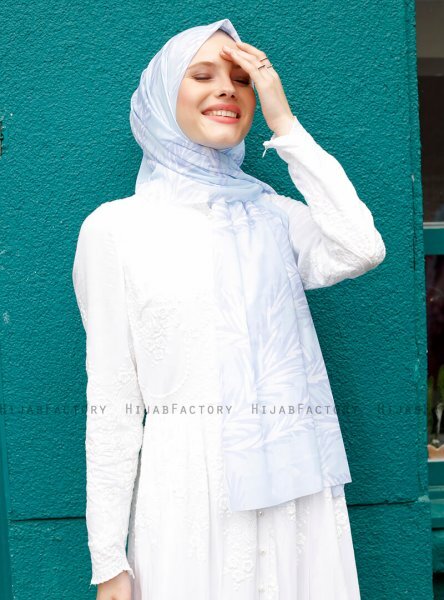 Pariza - Ljusblå Mönstrad Hijab