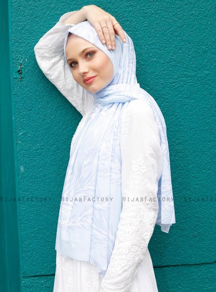 Pariza - Ljusblå Mönstrad Hijab