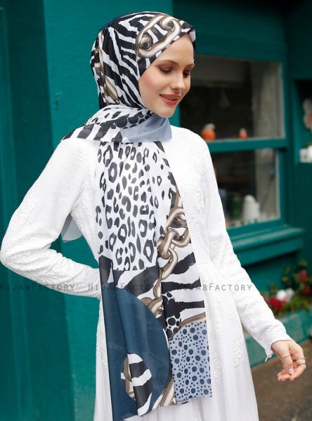 Pariza - Marinblå Mönstrad Hijab
