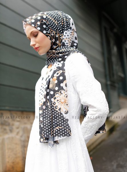 Pariza - Svart Mönstrad Hijab