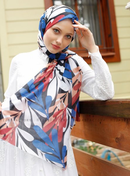 Pariza - Vit Mönstrad Hijab
