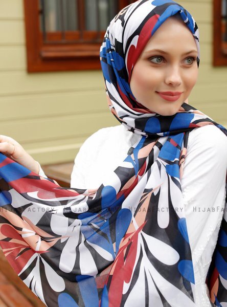 Pariza - Vit Mönstrad Hijab