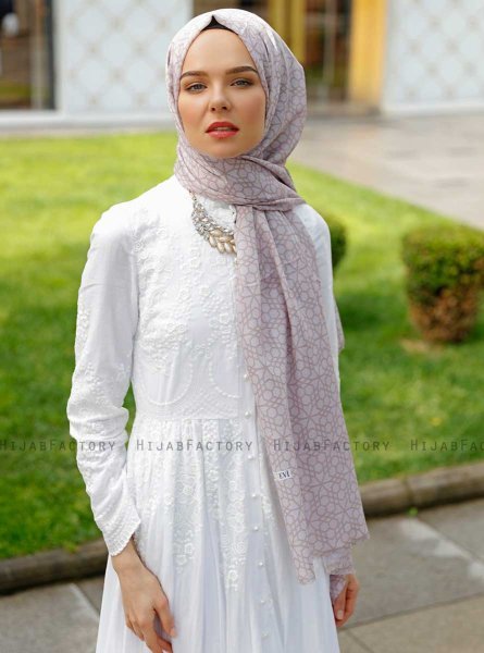 Pareesa - Taupe Mönstrad Hijab - Sal Evi