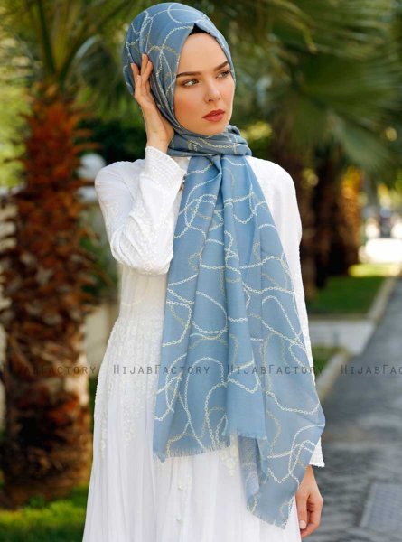 Pola - Grå Mönstrad Hijab - Sal Evi