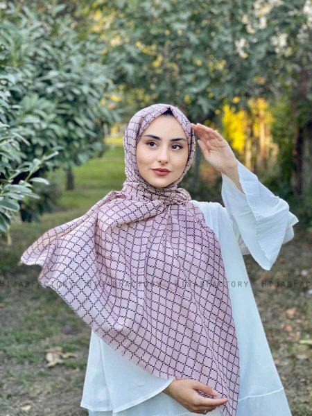 Qiana - Beige Mönstrad Bomull Hijab