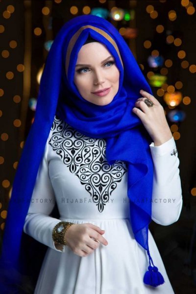 Queen Blå Hijab Sjal Muslima Wear 310118a