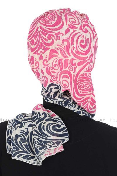 Regina - Marinblå & Fuchsia Chiffon Instant Turban