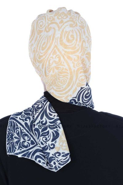 Regina - Marinblå & Gul Chiffon Instant Turban