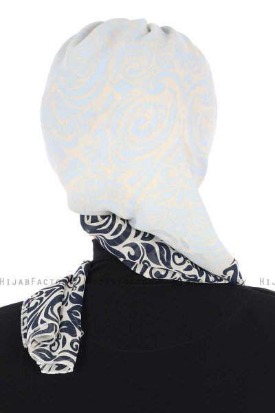 Regina - Marinblå & Ljusblå Chiffon Instant Turban