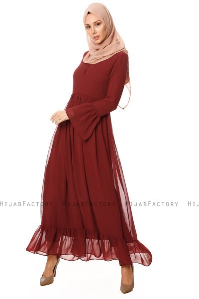 Samiya - Bordeaux Chiffon Klänning - Burun