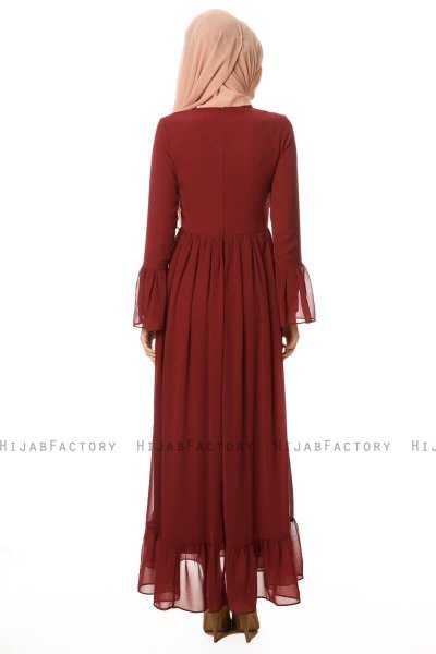 Samiya - Bordeaux Chiffon Klänning - Burun