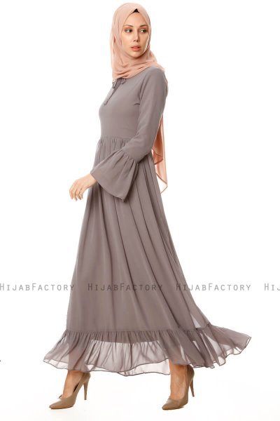 Samiya - Grå Chiffon Klänning - Burun