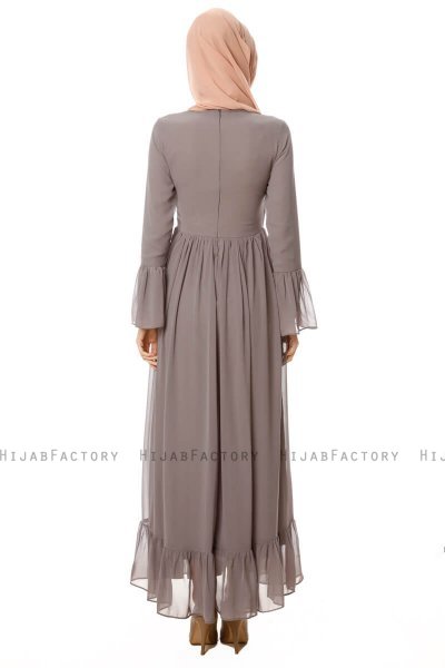 Samiya - Grå Chiffon Klänning - Burun