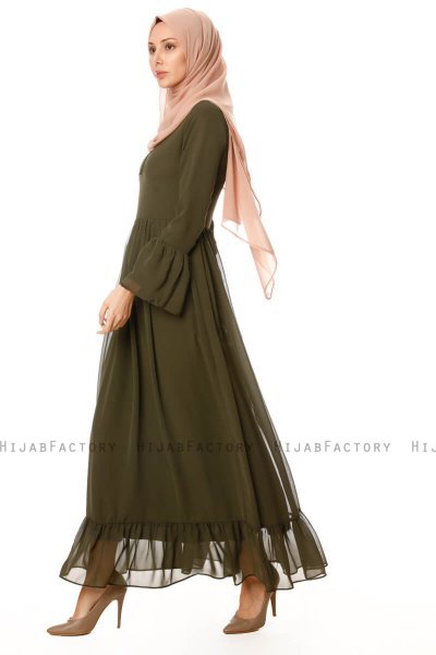 Samiya - Khaki Chiffon Klänning - Burun