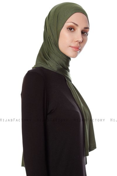 Seda - Khaki Jersey Hijab - Ecardin