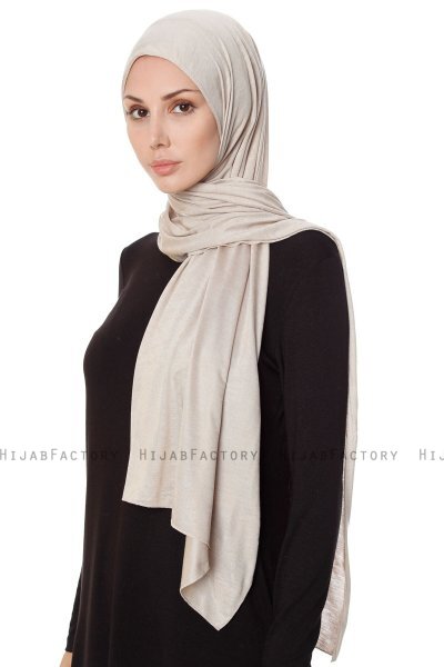 Seda - Ljus Taupe Jersey Hijab - Ecardin