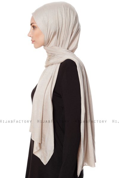 Seda - Ljus Taupe Jersey Hijab - Ecardin