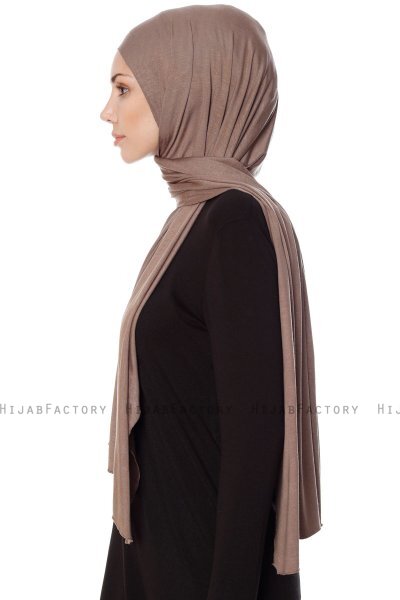 Seda - Mörk Taupe Jersey Hijab - Ecardin