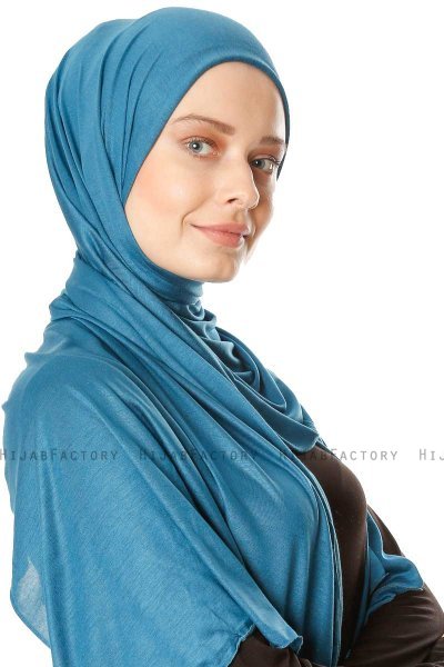 Seda - Petrolblå Jersey Hijab - Ecardin