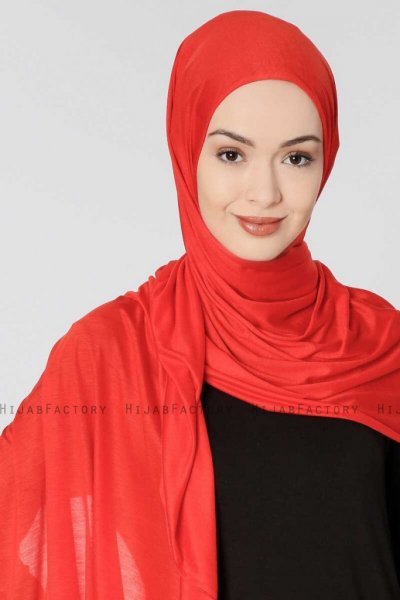 Seda Röd Jersey Hijab Sjal Ecardin 200217a