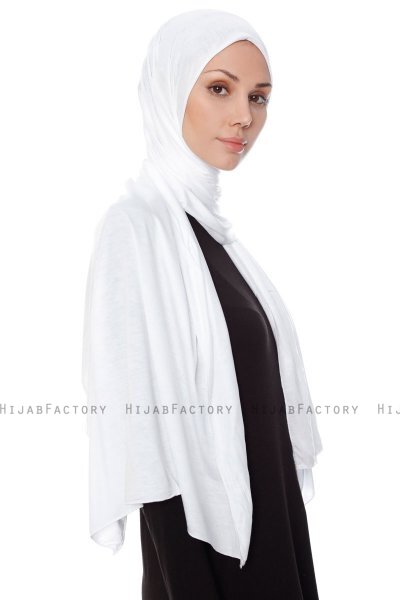 Seda - Vit Jersey Hijab - Ecardin
