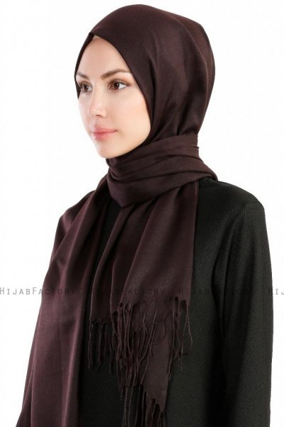 Selin Mörkbrun Pashmina Hijab Sjal Özsoy 160209-2