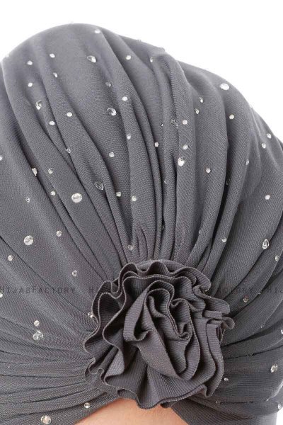 Shereen - Antracit Crepe Chiffon Turban - Sehr-i Sal