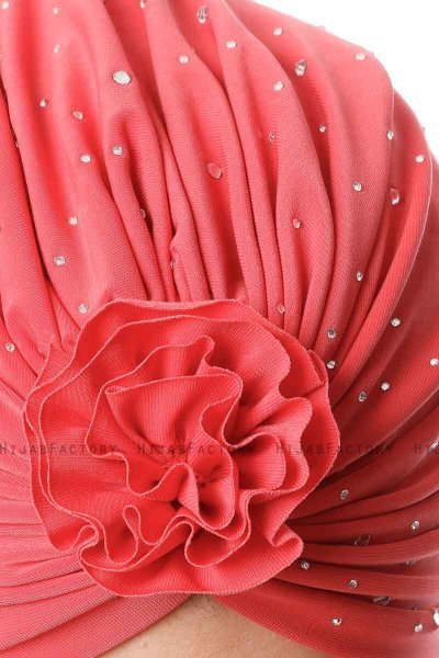 Shereen - Hallonröd Crepe Chiffon Turban - Sehr-i Sal