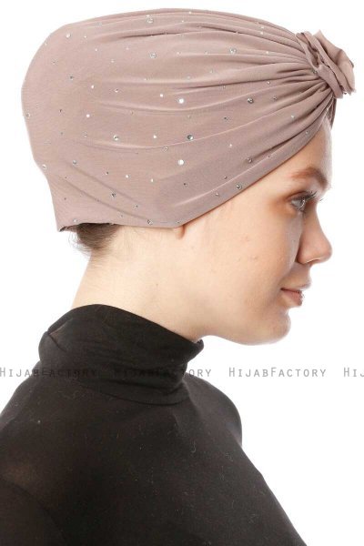 Shereen - Ljus Taupe Crepe Chiffon Turban - Sehr-i Sal