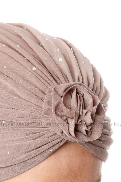 Shereen - Ljus Taupe Crepe Chiffon Turban - Sehr-i Sal