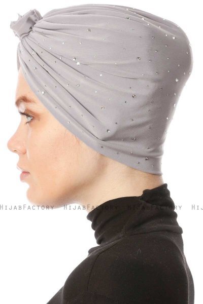 Shereen - Ljusgrå Crepe Chiffon Turban - Sehr-i Sal