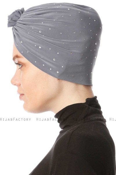 Shereen - Mörkgrå Crepe Chiffon Turban - Sehr-i Sal