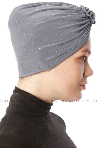 Shereen - Mörkgrå Crepe Chiffon Turban - Sehr-i Sal